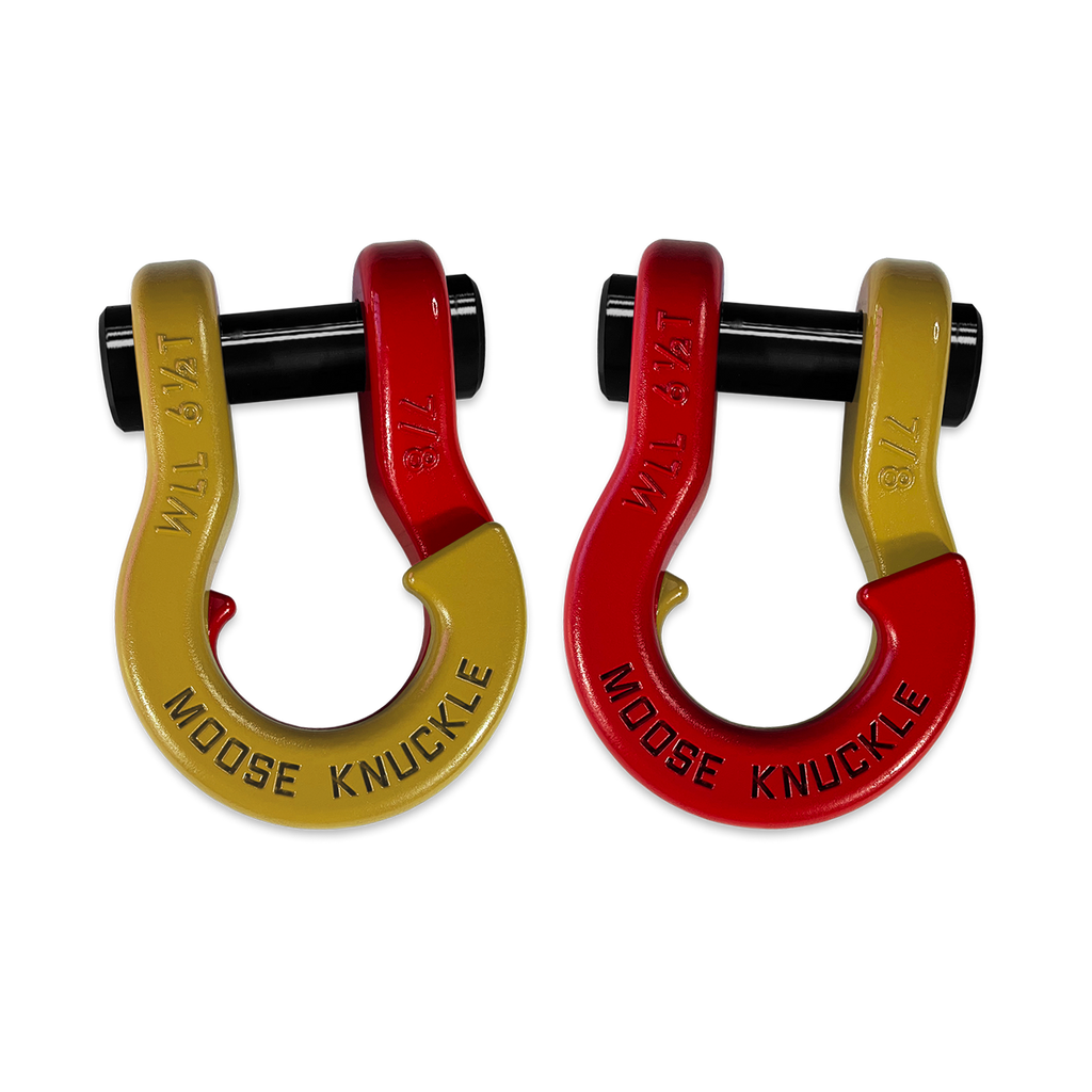 Jowl Recovery Split Shackle 7/8 Detonator Yellow and Flame Red Combo Moose Knuckle Offroad