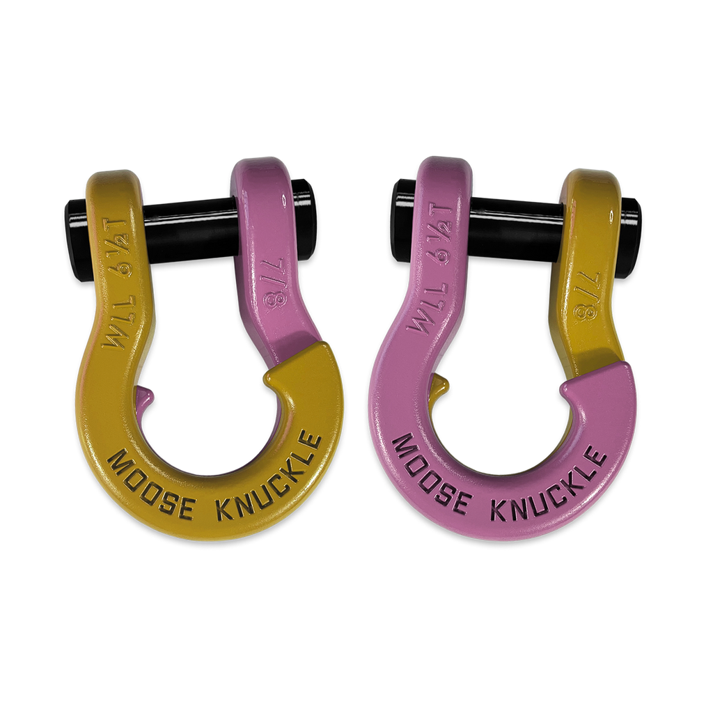 Jowl Recovery Split Shackle 7/8 Detonator Yellow and Pretty Pink Combo Moose Knuckle Offroad