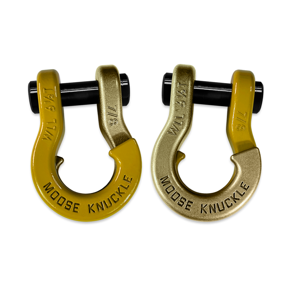 Jowl Recovery Split Shackle 7/8 Detonator Yellow and Brass Knuckle Combo Moose Knuckle Offroad