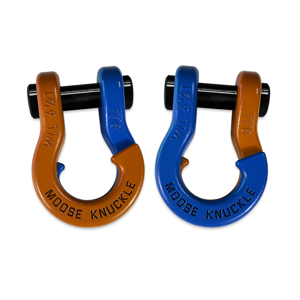 Jowl Recovery Split Shackle 7/8 Obscene Orange and Blue Balls Combo Moose Knuckle Offroad