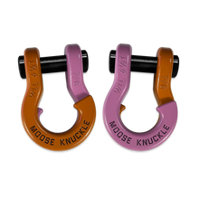 Load image into Gallery viewer, Jowl Recovery Split Shackle 7/8 Obscene Orange and Pretty Pink Combo Moose Knuckle Offroad