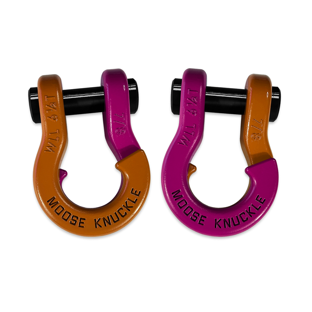 Jowl Recovery Split Shackle 7/8 Obscene Orange and Pogo Pink Combo Moose Knuckle Offroad