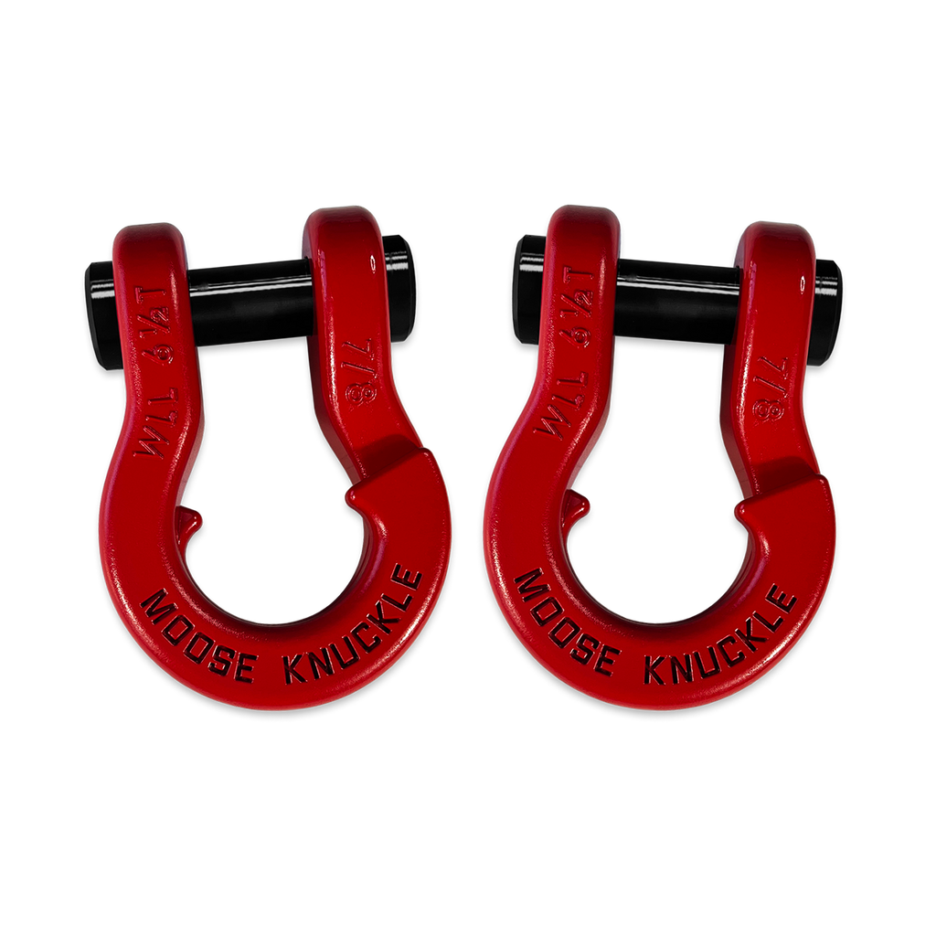 Jowl Recovery Split Shackle 7/8 Flame Red and Flame Red Combo Moose Knuckle Offroad