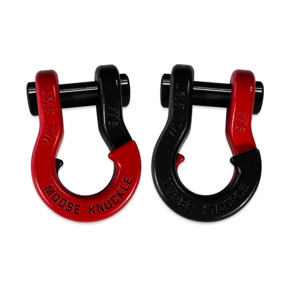 Jowl Recovery Split Shackle 7/8 Flame Red and Black Hole Combo Moose Knuckle Offroad