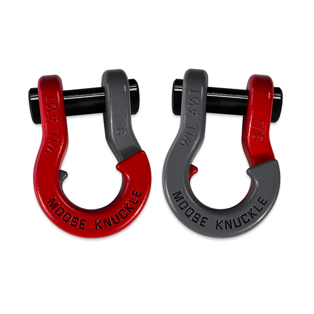 Jowl Recovery Split Shackle 7/8 Flame Red and Gun Gray Combo Moose Knuckle Offroad