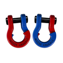 Load image into Gallery viewer, Jowl Recovery Split Shackle 7/8 Flame Red and Blue Balls Combo Moose Knuckle Offroad