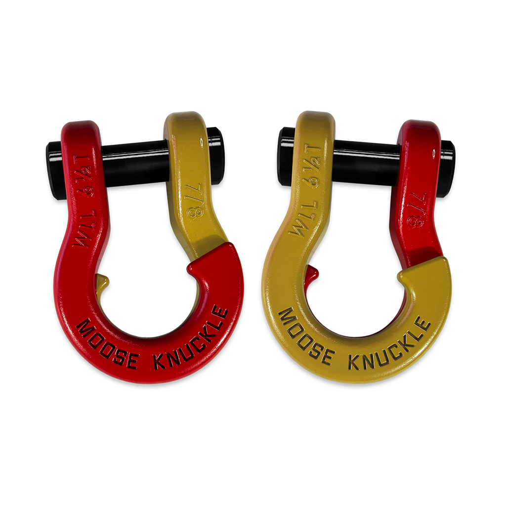 Jowl Recovery Split Shackle 7/8 Flame Red and Detonator Yellow Combo Moose Knuckle Offroad