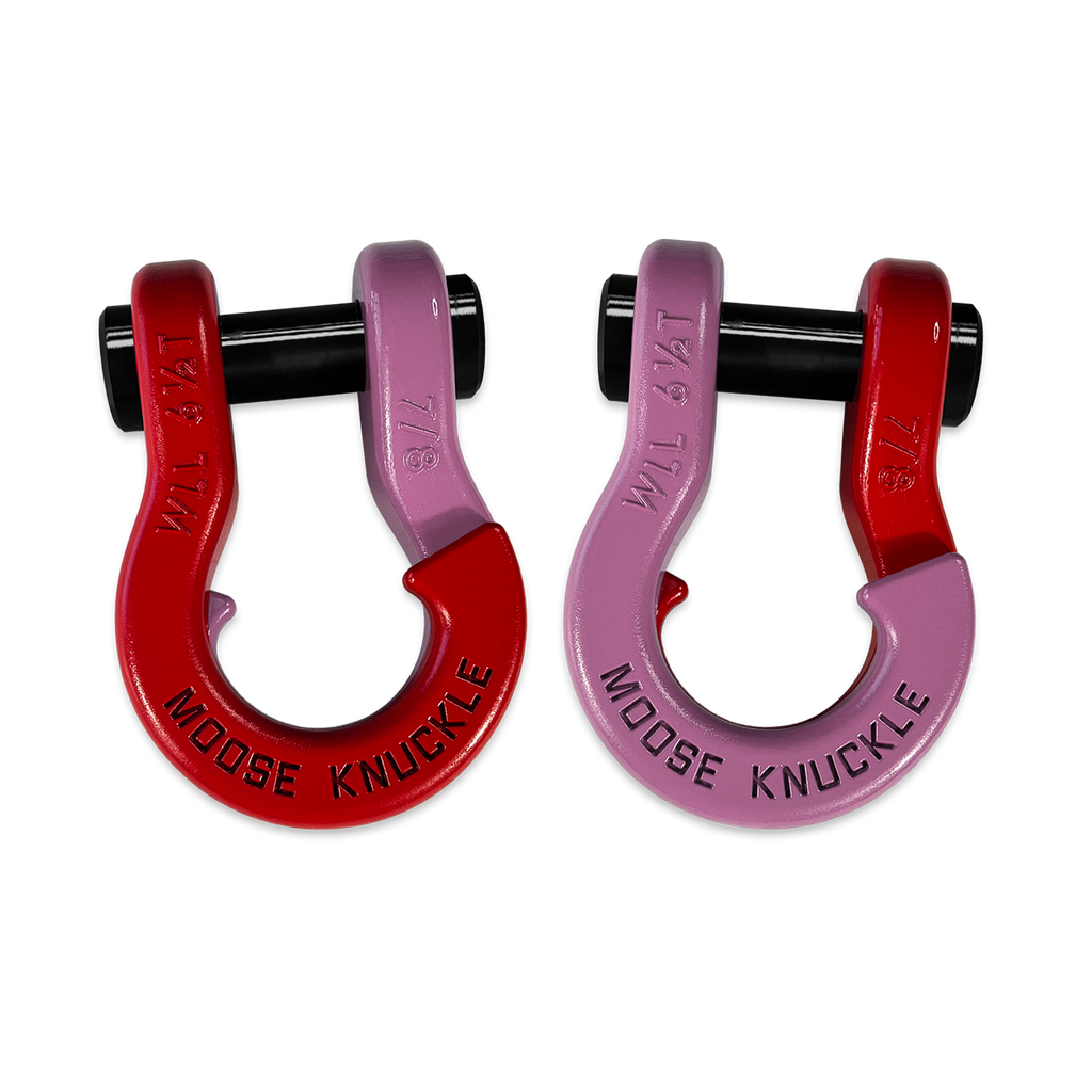 Jowl Recovery Split Shackle 7/8 Flame Red and Pretty Pink Combo Moose Knuckle Offroad