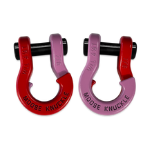 Load image into Gallery viewer, Jowl Recovery Split Shackle 7/8 Flame Red and Pretty Pink Combo Moose Knuckle Offroad