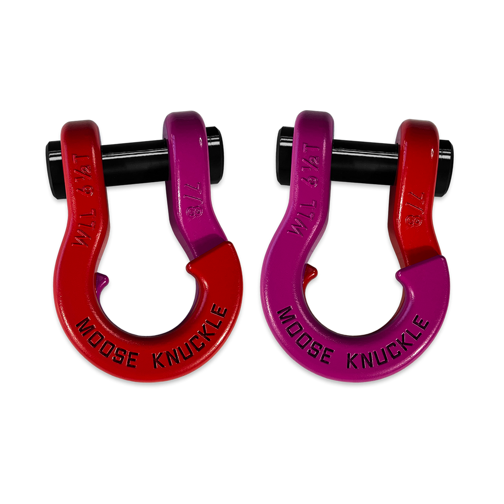 Jowl Recovery Split Shackle 7/8 Flame Red and Pogo Pink Combo Moose Knuckle Offroad