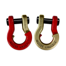 Load image into Gallery viewer, Jowl Recovery Split Shackle 7/8 Flame Red and Brass Knuckle Combo Moose Knuckle Offroad