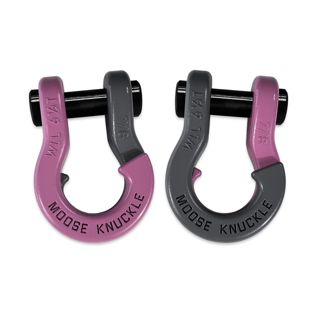 Jowl Recovery Split Shackle 7/8 Pretty Pink and Gun Gray Combo Moose Knuckle Offroad