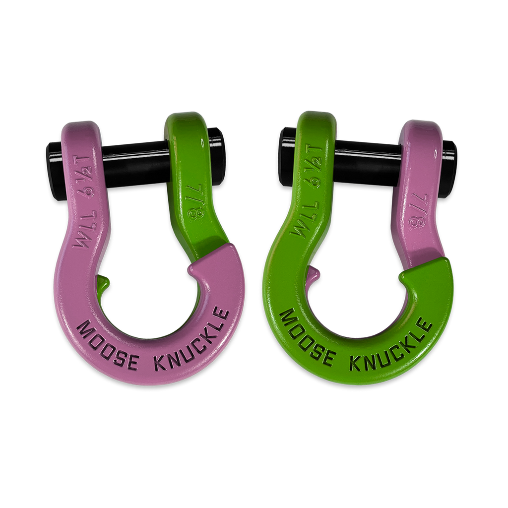 Jowl Recovery Split Shackle 7/8 Pretty Pink and Sublime Green Combo Moose Knuckle Offroad