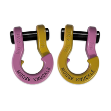 Load image into Gallery viewer, Jowl Recovery Split Shackle 7/8 Pretty Pink and Detonator Yellow Combo Moose Knuckle Offroad