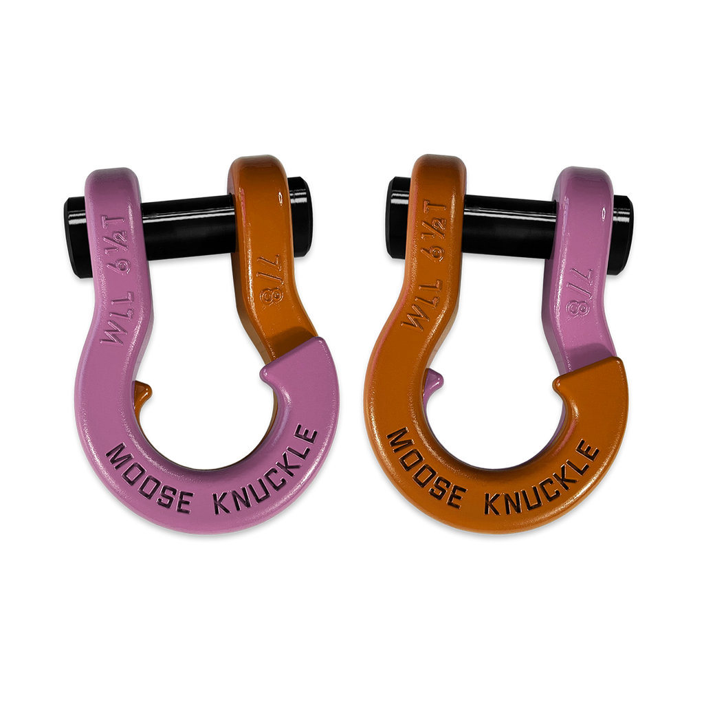 Jowl Recovery Split Shackle 7/8 Pretty Pink and Obscene Orange Combo Moose Knuckle Offroad