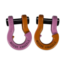 Load image into Gallery viewer, Jowl Recovery Split Shackle 7/8 Pretty Pink and Obscene Orange Combo Moose Knuckle Offroad