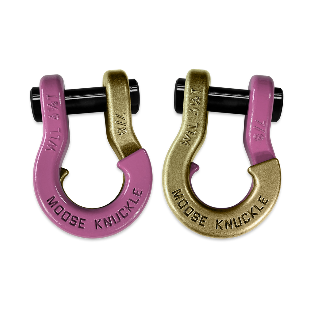 Jowl Recovery Split Shackle 7/8 Pretty Pink and Brass Knuckle Combo Moose Knuckle Offroad