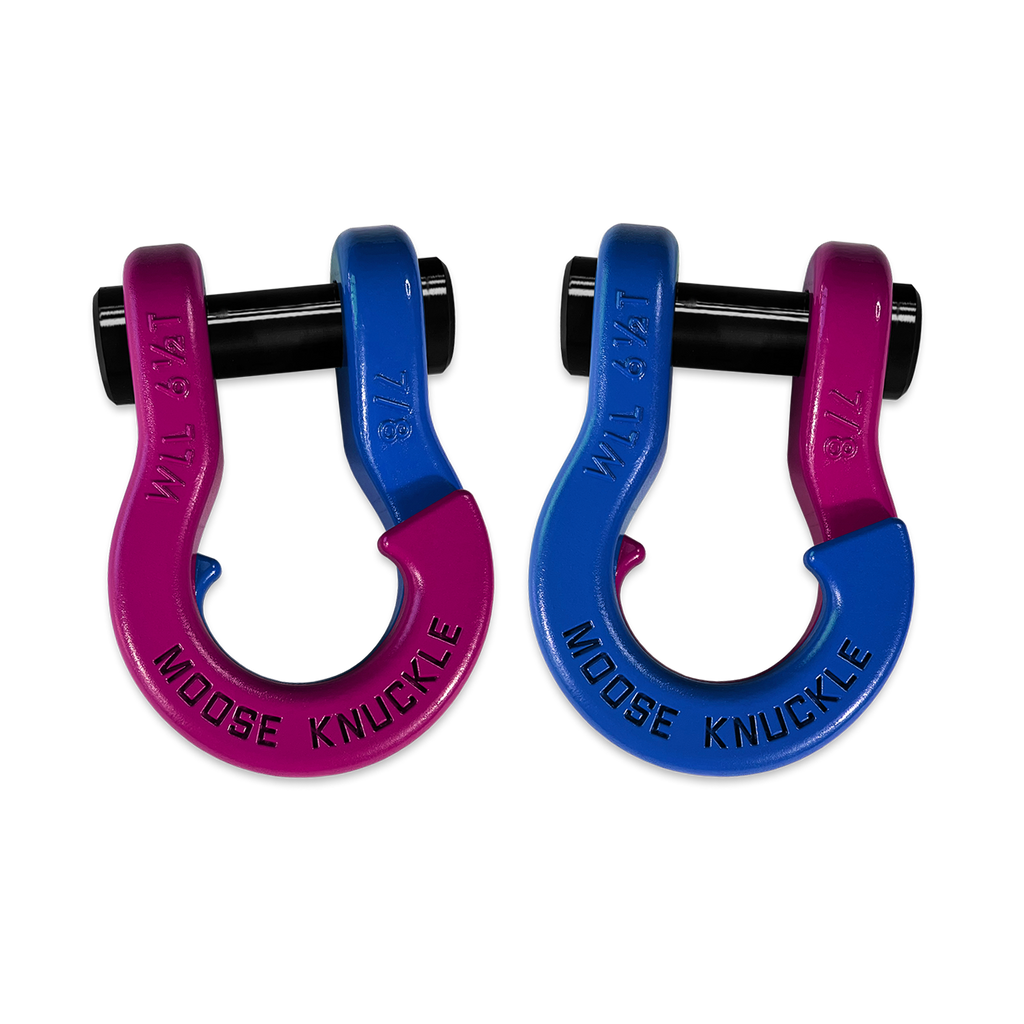 Jowl Recovery Split Shackle 7/8 Pogo Pink and Blue Balls Combo Moose Knuckle Offroad