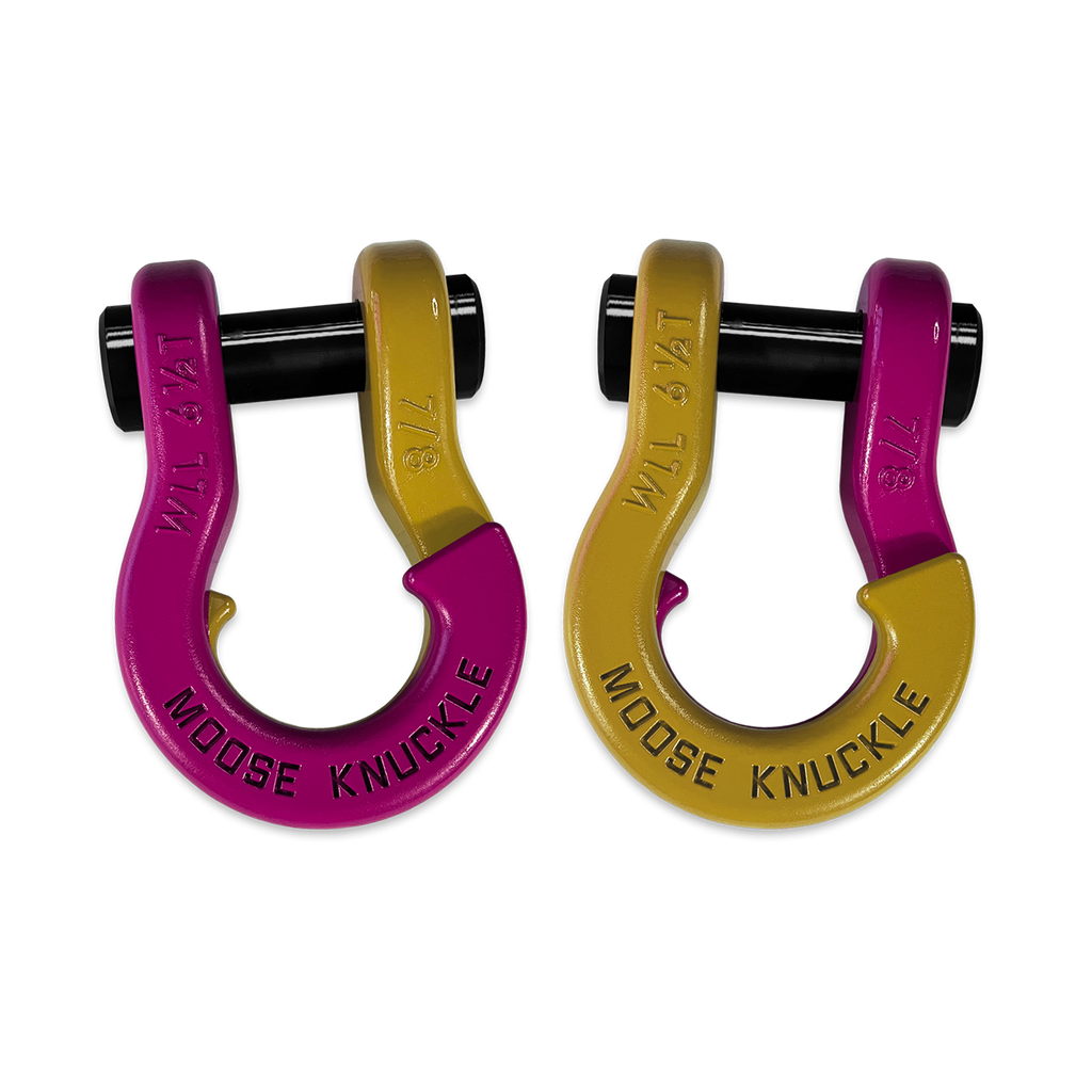 Jowl Recovery Split Shackle 7/8 Pogo Pink and Detonator Yellow Combo Moose Knuckle Offroad