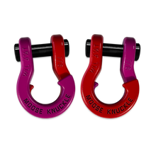 Load image into Gallery viewer, Jowl Recovery Split Shackle 7/8 Pogo Pink and Flame Red Combo Moose Knuckle Offroad