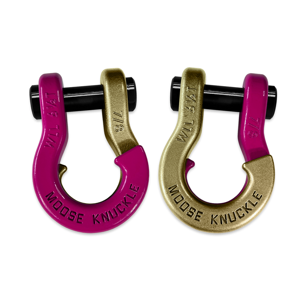 Jowl Recovery Split Shackle 7/8 Pogo Pink and Brass Knuckle Combo Moose Knuckle Offroad