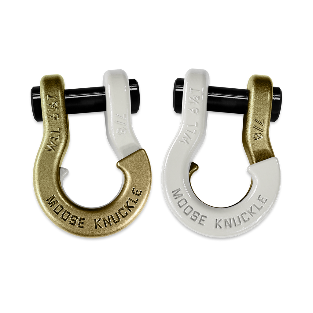 Jowl Recovery Split Shackle 7/8 Brass Knuckle and Pure White Combo Moose Knuckle Offroad