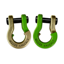 Load image into Gallery viewer, Jowl Recovery Split Shackle 7/8 Brass Knuckle and Sublime Green Combo Moose Knuckle Offroad