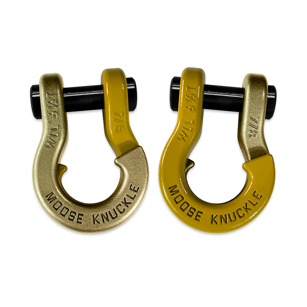 Jowl Recovery Split Shackle 7/8 Brass Knuckle and Detonator Yellow Combo Moose Knuckle Offroad