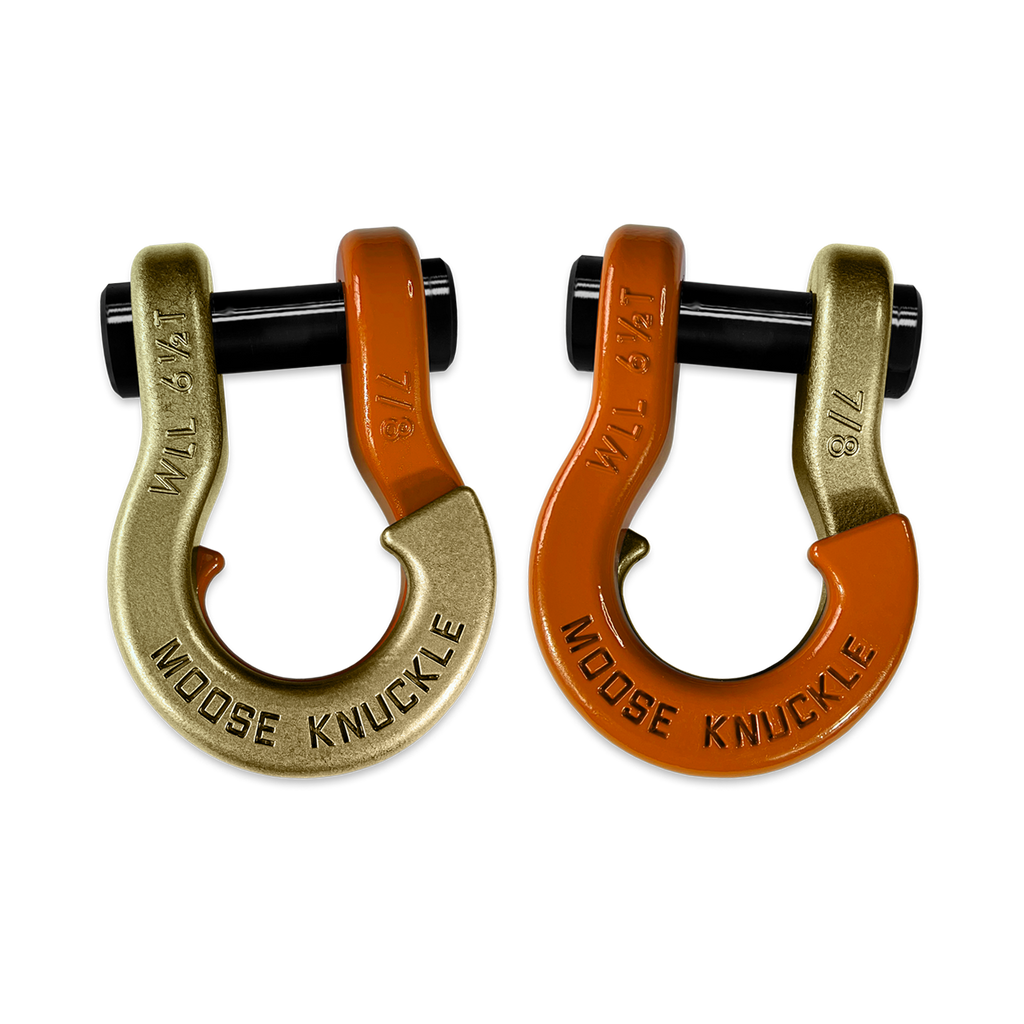 Jowl Recovery Split Shackle 7/8 Brass Knuckle and Obscene Orange Combo Moose Knuckle Offroad