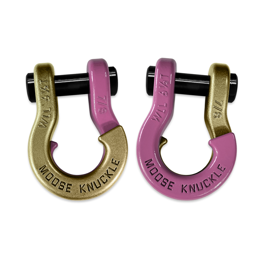Jowl Recovery Split Shackle 7/8 Brass Knuckle and Pretty Pink Combo Moose Knuckle Offroad