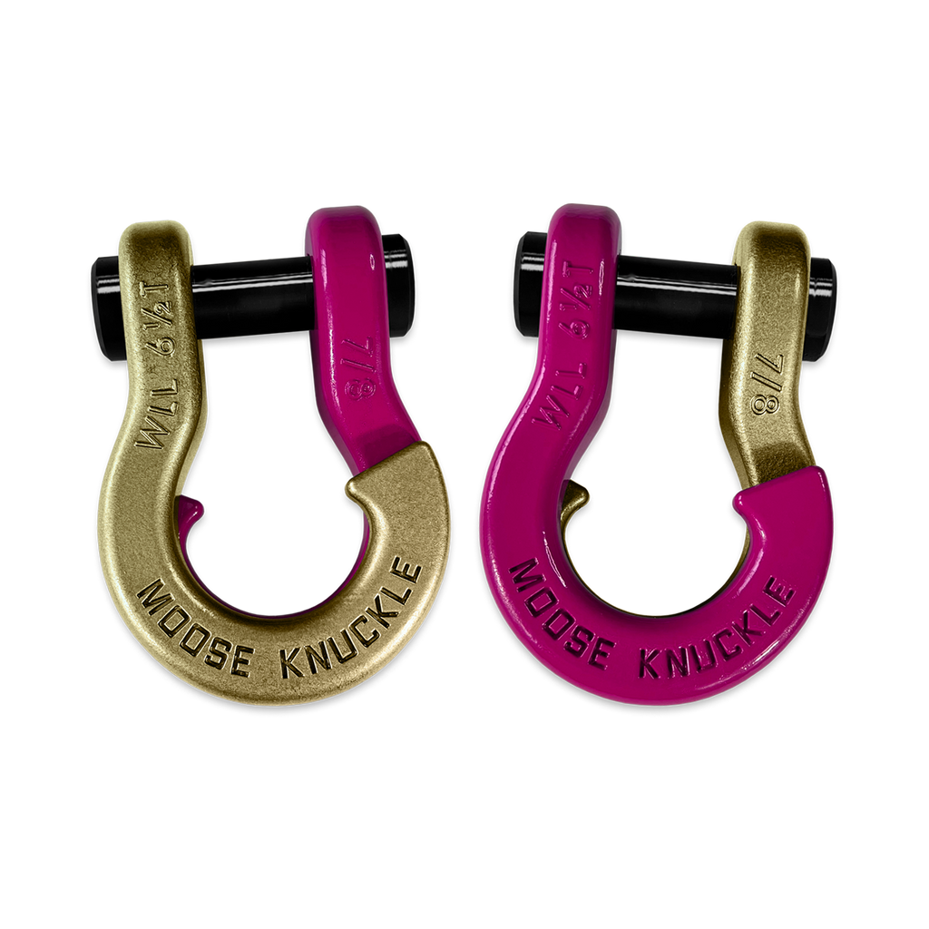 Jowl Recovery Split Shackle 7/8 Brass Knuckle and Pogo Pink Combo Moose Knuckle Offroad