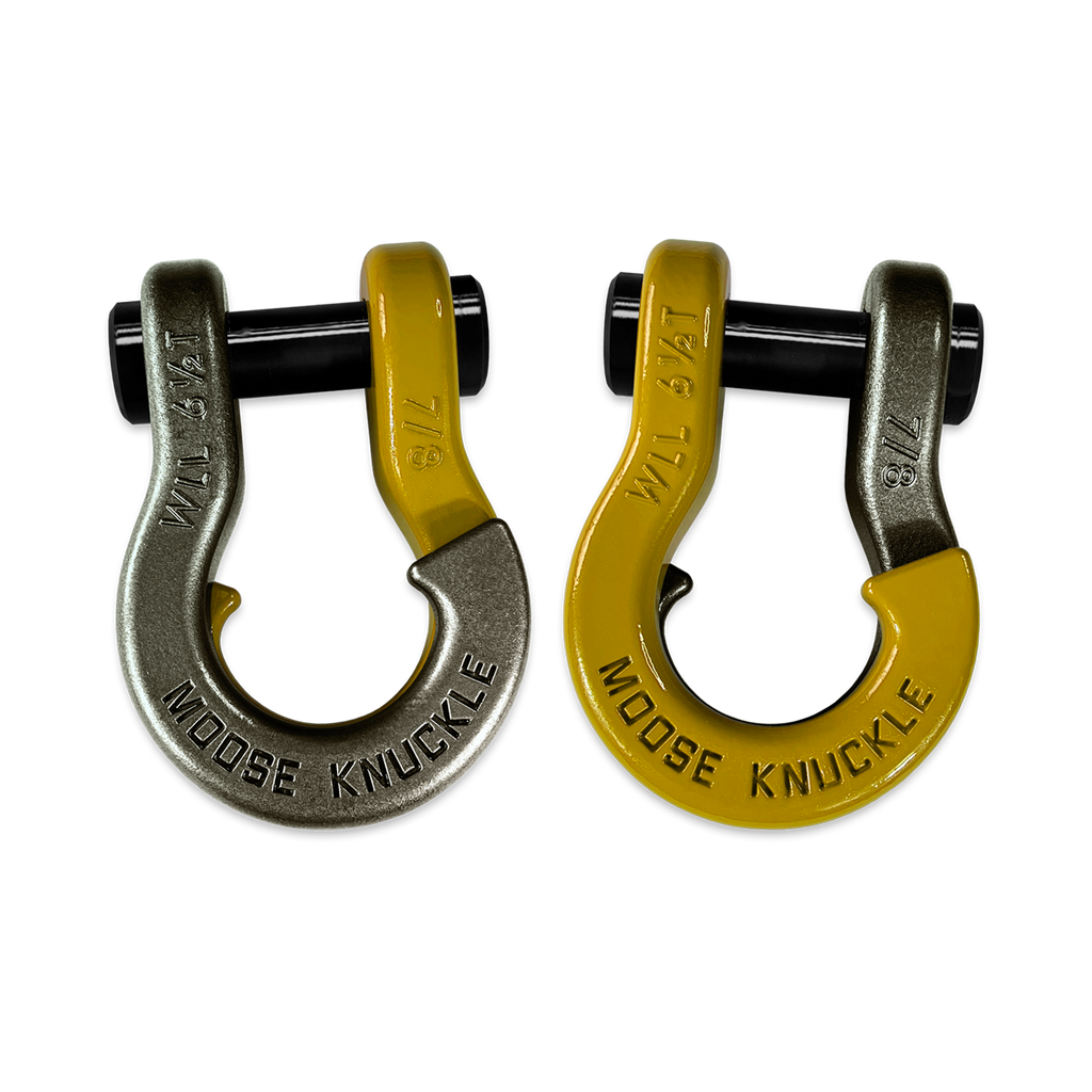 Jowl Recovery Split Shackle 7/8 Raw Dog and Detonator Yellow Combo Moose Knuckle Offroad