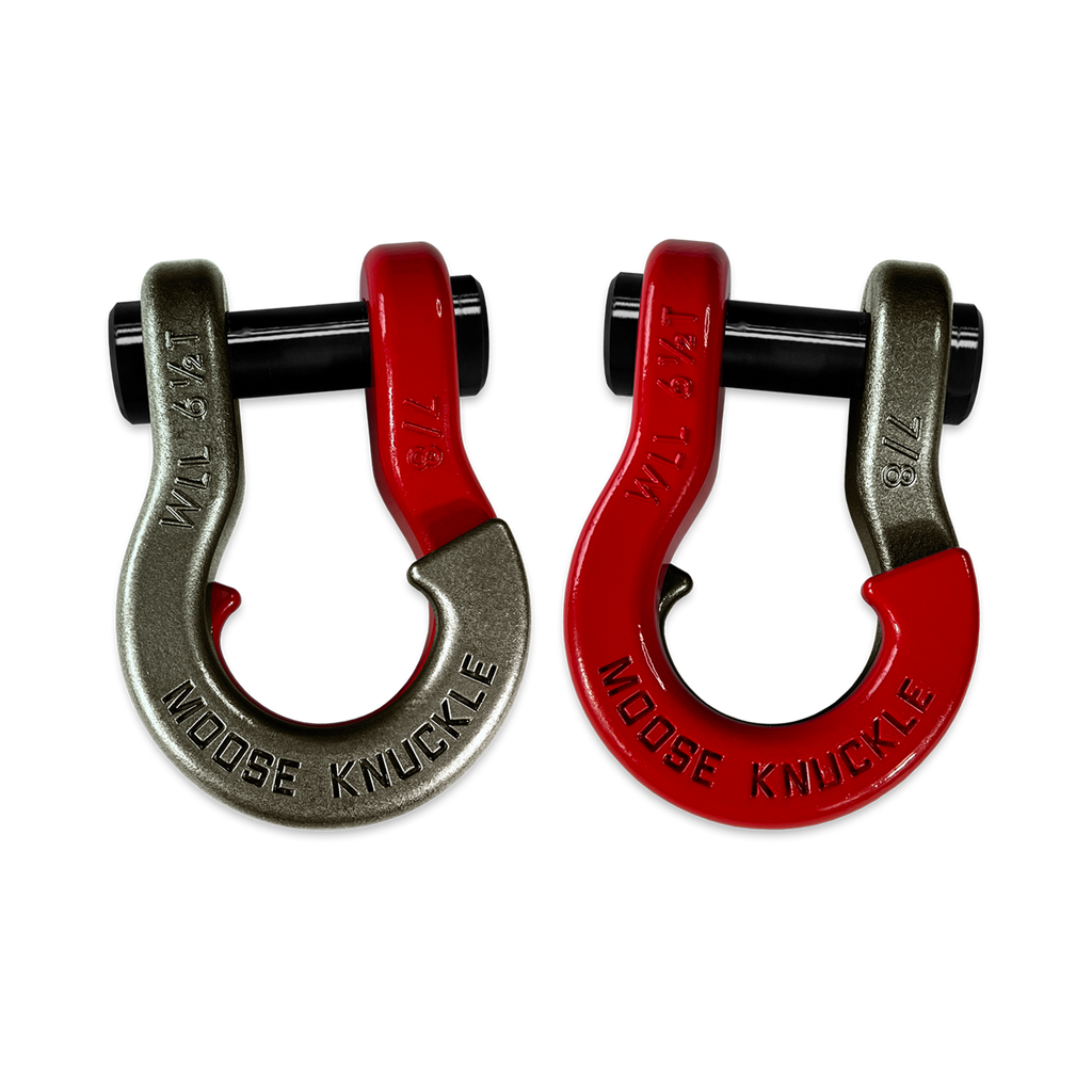 Jowl Recovery Split Shackle 7/8 Raw Dog and Flame Red Combo Moose Knuckle Offroad