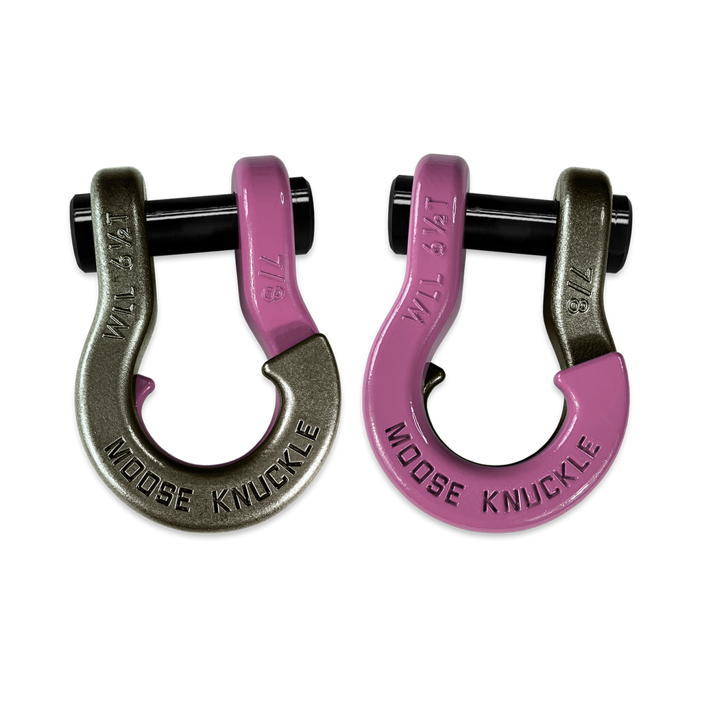 Jowl Recovery Split Shackle 7/8 Raw Dog and Pretty Pink Combo Moose Knuckle Offroad