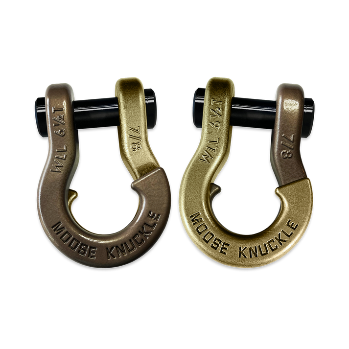 Jowl Recovery Split Shackle 7/8 Buff Bronze and Brass Knuckle Combo Moose Knuckle Offroad