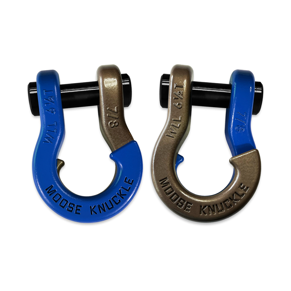 Jowl Recovery Split Shackle 7/8 Blue Balls and Buff Bronze Combo Moose Knuckle Offroad