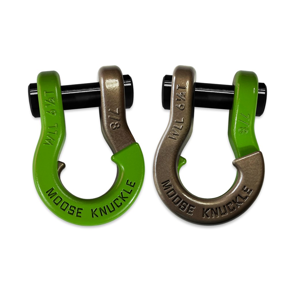 Jowl Recovery Split Shackle 7/8 Sublime Green and Buff Bronze Combo Moose Knuckle Offroad