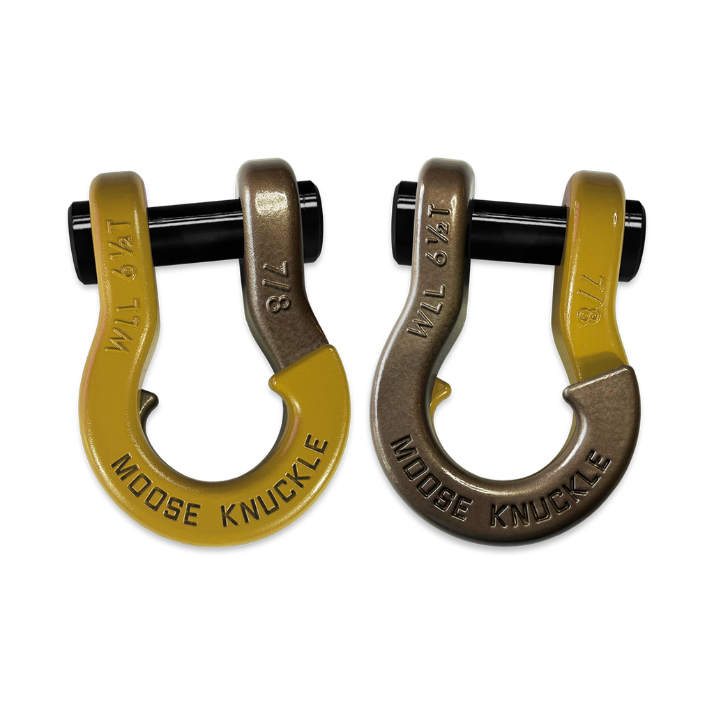 Jowl Recovery Split Shackle 7/8 Detonator Yellow and Buff Bronze Combo Moose Knuckle Offroad