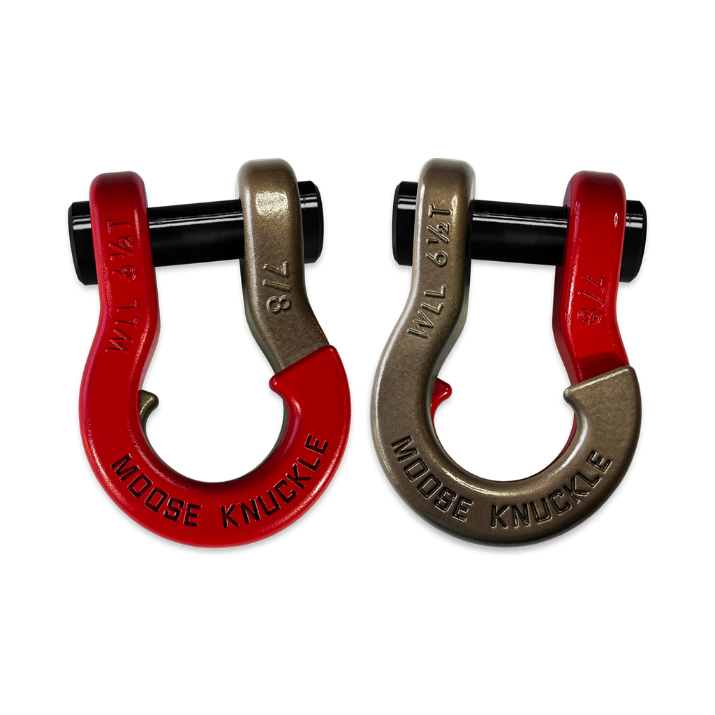 Jowl Recovery Split Shackle 7/8 Flame Red and Buff Bronze Combo Moose Knuckle Offroad