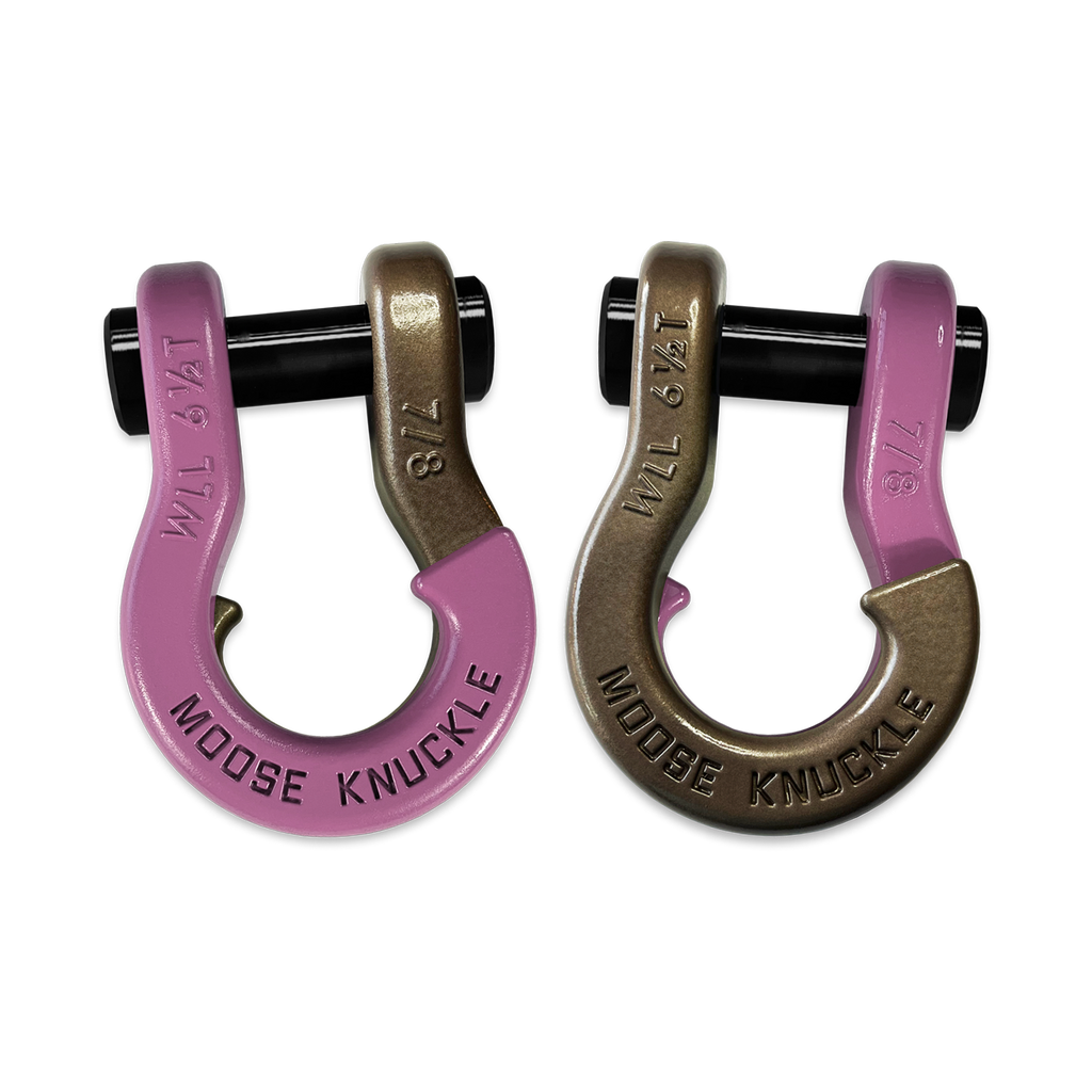 Jowl Recovery Split Shackle 7/8 Pretty Pink and Buff Bronze Combo Moose Knuckle Offroad