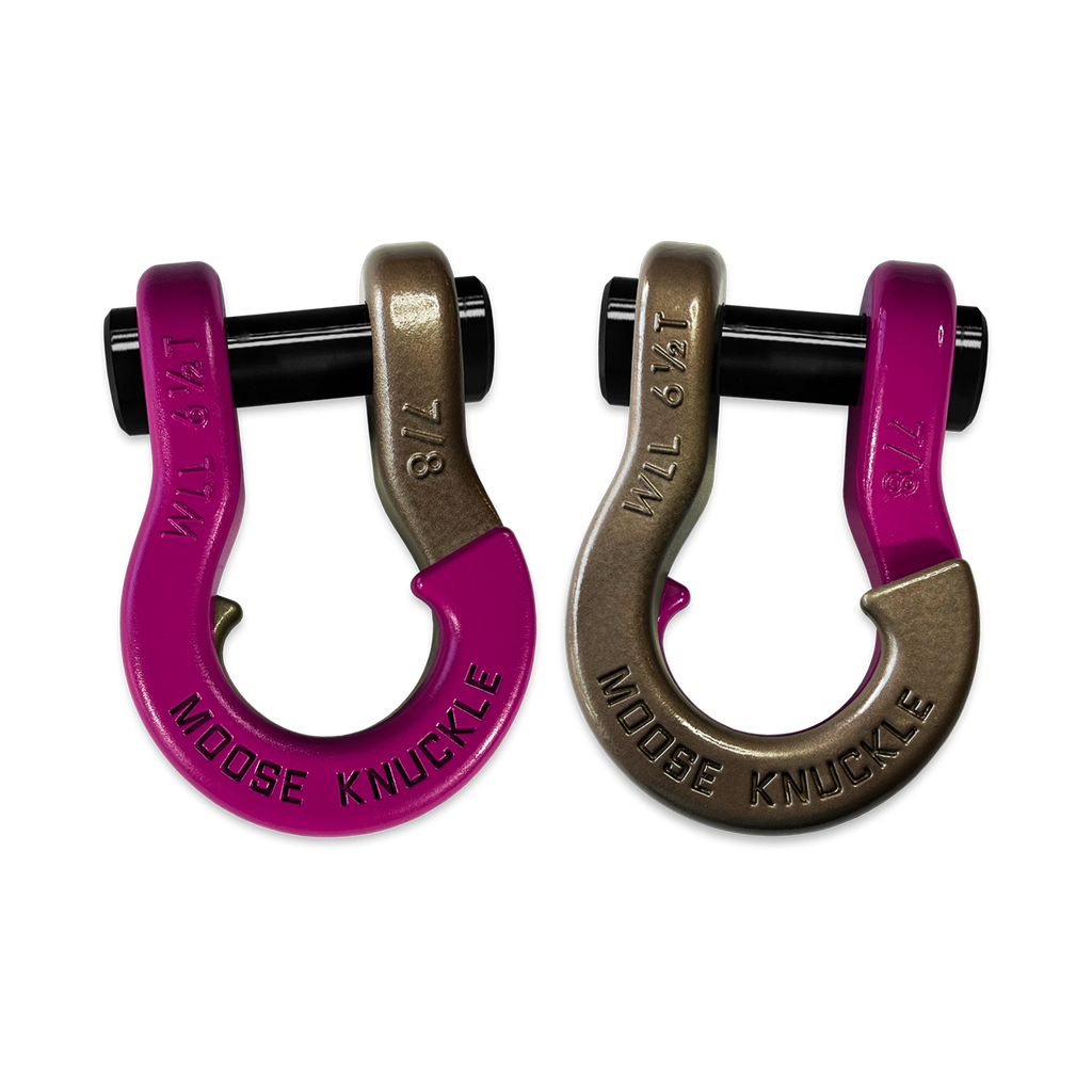 Jowl Recovery Split Shackle 7/8 Pogo Pink and Buff Bronze Combo Moose Knuckle Offroad