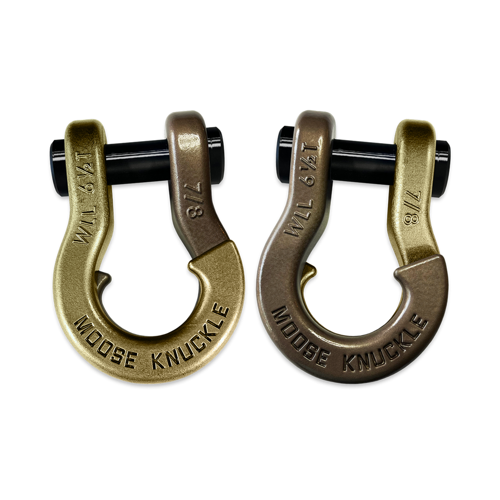 Jowl Recovery Split Shackle 7/8 Brass Knuckle and Buff Bronze Combo Moose Knuckle Offroad