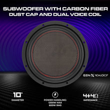 Load image into Gallery viewer, GEN-X 10" Subwoofer with Carbon Fiber Dust Cap | 600W RMS Dual 4-Ohm Voice Coils