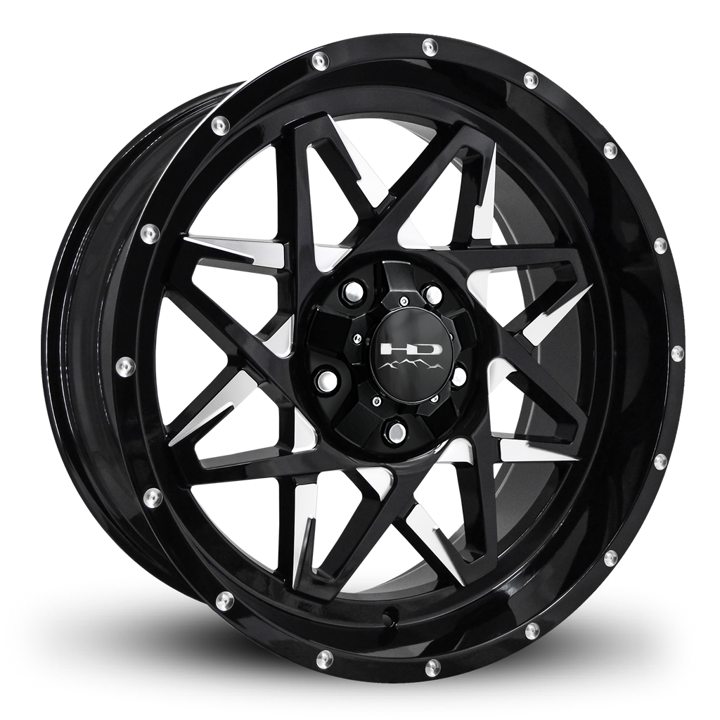 HD Offroad Caliber 20x9 +0 5x139.7/5x150mm 106.2mm Gloss Black/Milled Face