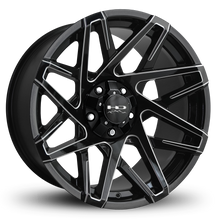 Load image into Gallery viewer, HD Offroad Canyon 20x10 -25 5x127/5x139.7mm 78.1mm Gloss Black/Milled Edge