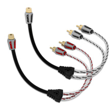 Load image into Gallery viewer, Level 3 RCA 100% Copper OFC Y Connector 1 FEMALE to 2 MALE -  BLACK / RED Kit