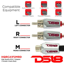 Load image into Gallery viewer, High Quality RCA Ultra Flex Y Connector 1 Female/2 Male Red DS18