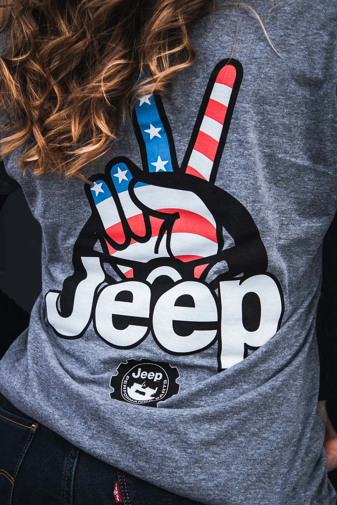Ladies V-Neck Jeep® Wave USA - Graphite Heather
