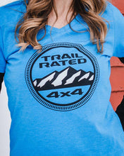 Load image into Gallery viewer, Ladies V-Neck - Jeep® Trail Rated - Heather Aqua Blue
