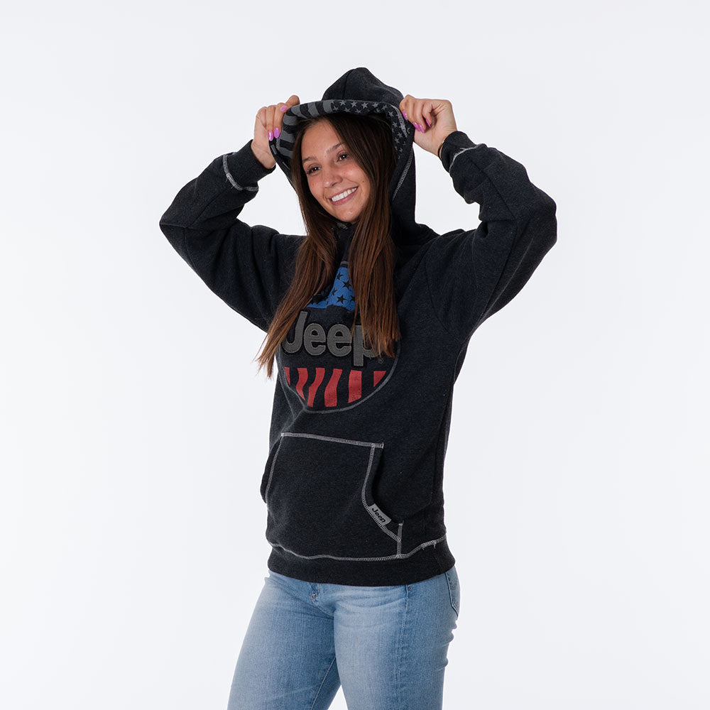 JEDCo Hoodie Sweatshirt Jeep - USA Oval Flag Accent Hoodie
